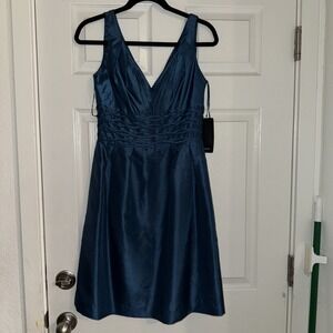 NWT JS Boutique Teal Green Taffeta V-Neck Sheath Party Bridal Tank Dress Wedding